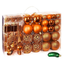 Christmas Ornaments Set Shatterproof Balls 101 pcs Orange