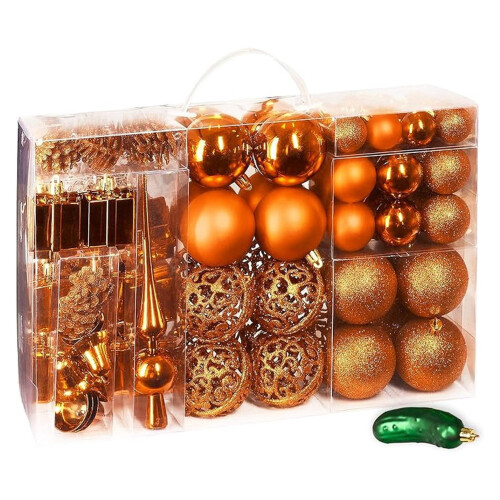 Christmas Ornaments Set Shatterproof Balls 101 pcs Orange