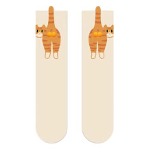 Cute Cat Socks with Balls, Cute Cotton Novelty Funny Animal Fun Crew Socks, Cats Print Thin Sock for Cat Lovers Gifts White 1PCS