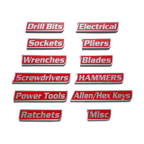 Toolbox Labels 3D Printed Reusable 12 Pack