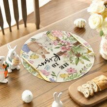 Mode Egg Bunny Rabbit Butterfly Floral Easter Placemats Spring Round Table Mats for Party Kitchen Dining Decoration