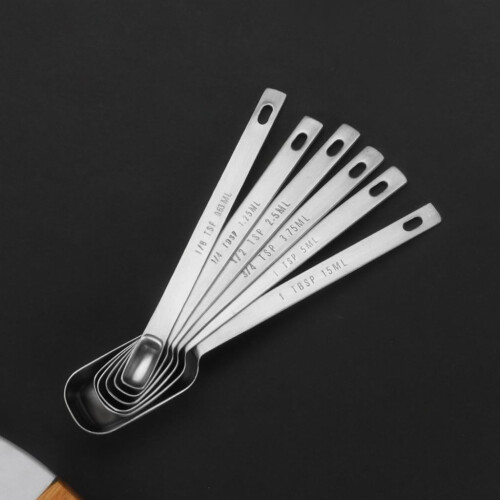 6pcs Rectangular Metal Teaspoon Tablespoon Set for Dry and Liquid Ingredients 2
