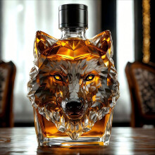 Funny Wolf Head Whiskey Bottle, Glass Animal Decanter, Collectible Gift – Compatible with Standard Corks