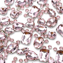 Conjunto de 130 peças (30 regulares + 100 pequenas) de strass de cristal mistos para costura, artesanato, confecção de joias e acessórios de
