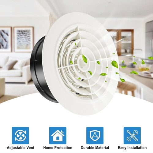 75-200Mm Round Adjustable Wall Interior Vent Abs Ventilation Grille Vent Cover
