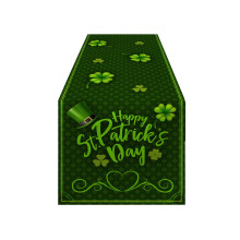 St. Patrick's Day Table Runner – Green Festive Design, Heat-Resistant Polyester, Compatible with Dining Tables