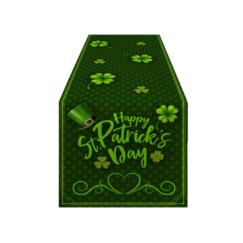 St. Patrick's Day Table Runner – Green Festive Design, Heat-Resistant Polyester, Compatible with Dining Tables