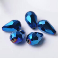 10 piezas de cuentas de cristal facetadas en forma de lágrima de 18x12 mm, lote al por mayor - 125# Metal Azul