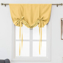 Blackout Tie Up Curtain Thermal Insulated Window Adjustable Balloon Curtain Shade for Small Window Rod Pocket (39" x 55", Yellow)