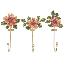 Crochets muraux décoratifs vintage en forme de fleur, pour suspendre vêtements, manteaux, serviettes, clés et chapeaux, lot de 3, finition métal
