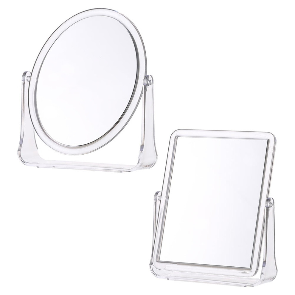 NICEXMAS 2Pcs Clear Polishing Vanity Mirror Simple Desktop Mirror Bedroom Makeup Mirror