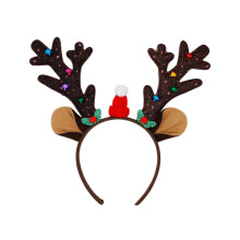 Christmas Reindeer Pet Headbands with Glitter Antlers, Comfortable for Dogs/Cats, Holiday Party & Photo Props
