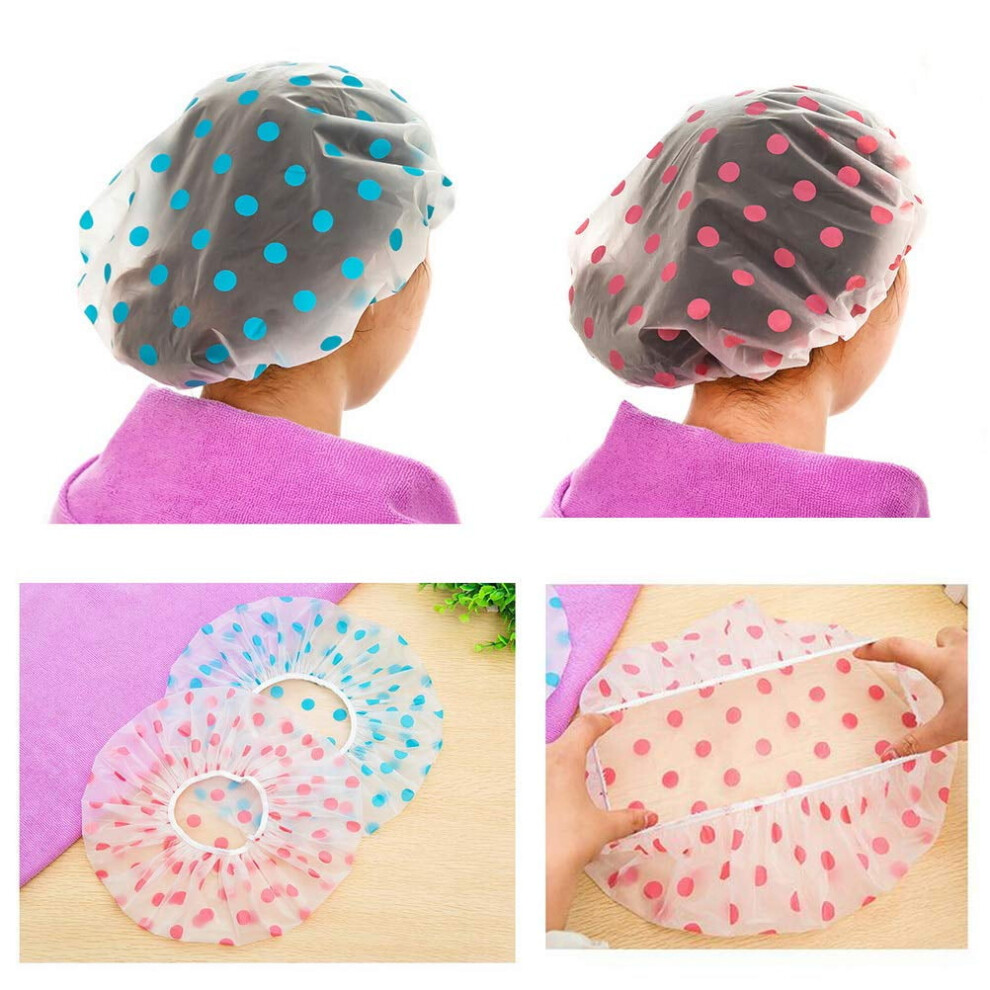 Reusable Waterproof Shower Caps for Women & Men, Elastic Plastic Shower Cap (3pcs, 11in), Compatible with ANMUYUM