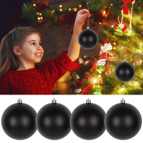 Black Christmas Baubles Set of 4 1