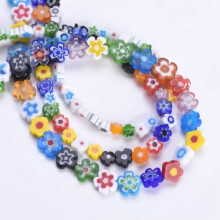 Cuentas de vidrio Millefiori hechas a mano con forma de flor de 4 mm, 6 mm y 8 mm para la fabricación de joyas - Surtido aleatorio - 4~5 mm (90