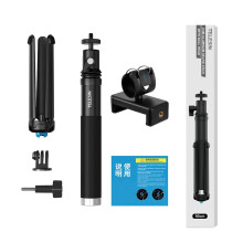 Aluminum Alloy Travel Tripod Stick - Extendable Selfie Stand with Phone Mount and 1/4 Screw Adapter for Camera Action Cam Vlog Recording