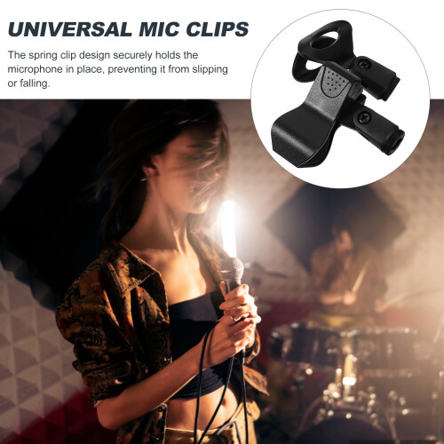 2 Pcs Universal Microphone Spring Clip Mic Holder Clip Wireless Microphone Black 1