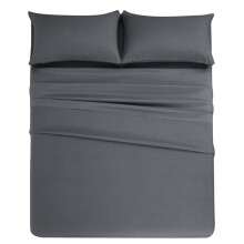 ,Bedding Set 4 Piece Durable Polyester Soft Lightweight Breathable Comfortable Set for Bedroom Home Easy Care and Stylish Design Grey CALIFORNIA KING