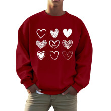 Men's Fashion Hoodies&Sweatshirts Men and Women Valentine's Day Fall Plus Hoodless Pullovers Fashion Sweatshirts Holiday Logo Print Clothing Tops
