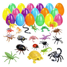 Easter Egg Fillers 24 Pieces Filled Easter Eggs with Figurine Holiday Activity PartyFavors and Basket Stuffers Classroom Prize Supplies Easter Gifts