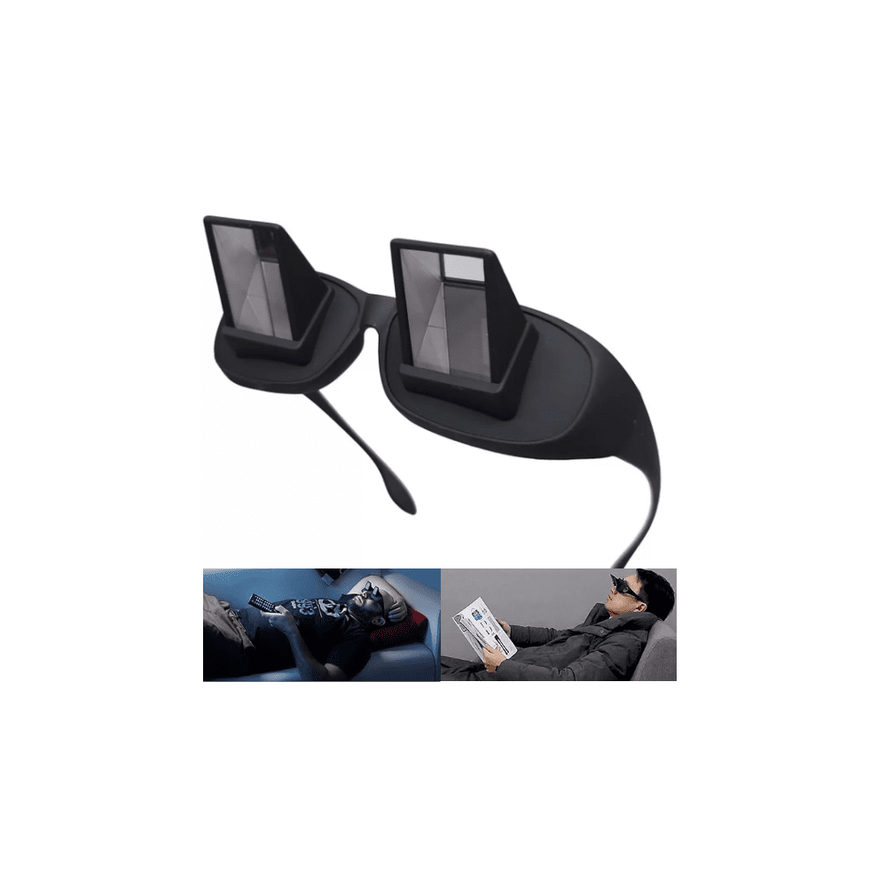 Prism Horizontal Lazy Glasses Compatible with Over-Glasses, 90 for Reading/TV Lying Down, Myopia & Presbyopia Friendly