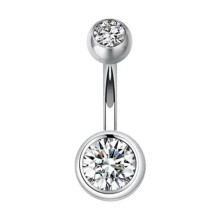 925 Sterling Silver Round Ball CZ Crystal Navel Belly Piercing Ring A1794-6mm-Clear