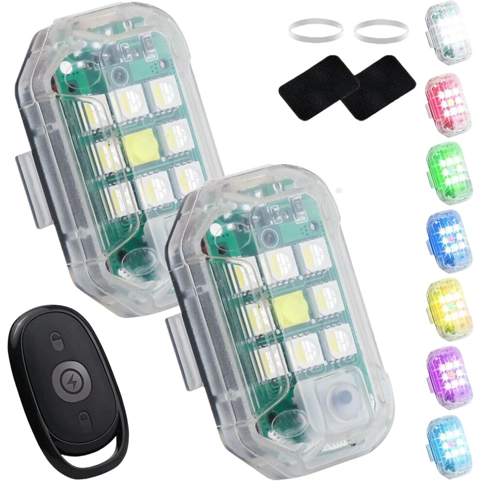 Wireless Rgb Led Strobe Lights, 7 Colors, 30 Flash Modes, Usb-C Rechargeable, Remote Control Â Compatible With Car, Motorcycle, Bike, Drone, Outdoor 9401284761402