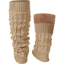 Winter Fleece Lined Leg Warmers for Women Knit Long Leg Warmers Warm Fleece Lined Boot Socks for Skating Daily Wear