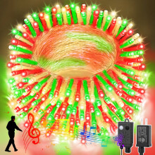 33ft Music Christmas Mini Lights, 100 LED Starry String Light with Stepless Dimming & Copper Wire, Plug-in for Indoor/Outdoor, Compatible with Xmas