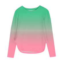 Lime Green Kids' Long Sleeve Gradient Tunic Top, Slimming Crew Neck with Slit – Compatible with Y2K Trend, Fall/Summer 2025