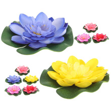 GOOHOCHY 10pcs Artificial Floating Lotus Flowers Water Lily Decorations for Garden Pond Fish Tank Pool Realistic Floating Leaves