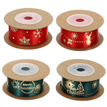 Crafting Polyester Ribbons Red and Green for Craft Enthusiasts 4 Rolls 25mm Width