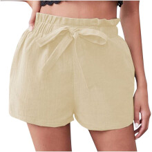 Shorts esportivos femininos plus size, cintura alta, modelagem solta, azul liso, confortáveis para ioga, ciclismo e praia – compatíveis com todos