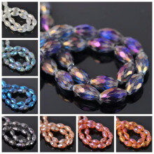 20 szt. 13x8mm owalnych, fasetowanych, matowych, szklanych, luźnych koralików do wyrobu biżuterii – losowo wybrane