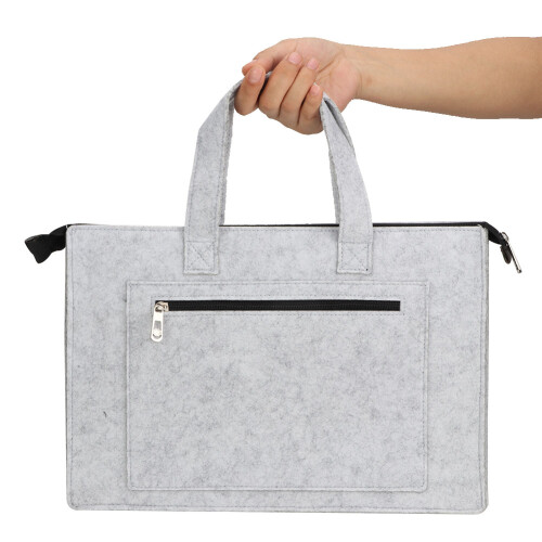 13" Felt Laptop Bag with Handle, Shockproof, Soft & Light Grey 2