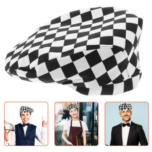 1Pcs Checkered Print Chef Hat Polyester Use Head Cover for Cooking