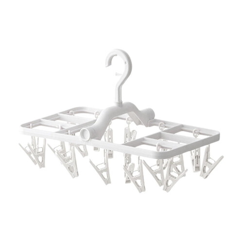Multifunctional Foldable Clothes Drying Rack, Plastic Windproof Non-Slip Clips for Underwear Socks, Space-Saving Design, White 1