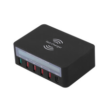 Smart Charging Station 6 Ports LCD Wireless 50W for Family