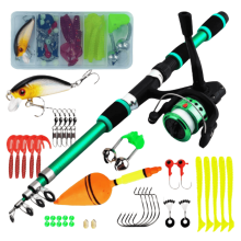 Fishing Gear Telescoping Rod Set with Reel for Outdoor Angling 6ft Fiberglass Telescopic Rod and Reel with Portable Design for Sea Use