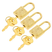 3 Set Toggle Padlock Latch Small Locks Chest Lockbox Travel Golden