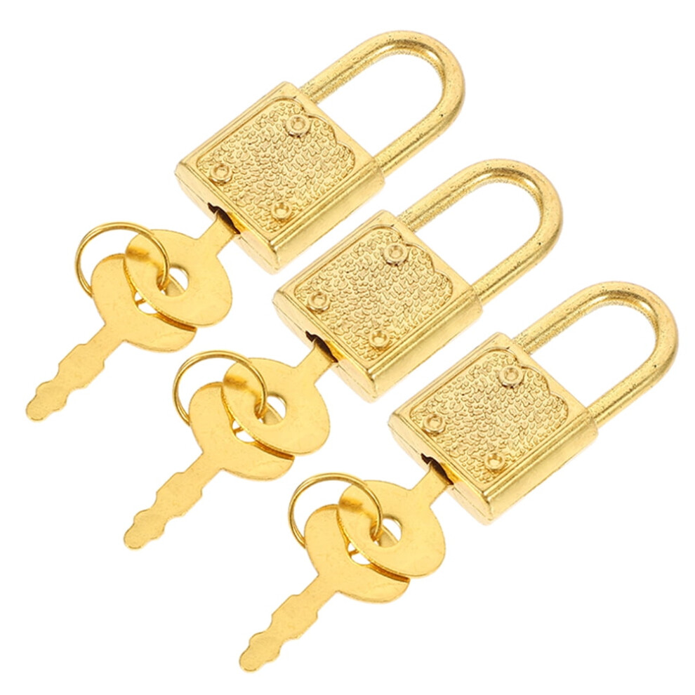 3 Set Toggle Padlock Latch Small Locks Chest Lockbox Travel Golden 9178400169717