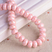 6x4mm8x5mm Rondelle-förmige, glänzende, glasierte Keramik-Porzellan-Abstandshalterperlen – 8x5mm, 20 Stück – Rosa