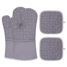 Clearance Silicone Oven Mitts Pair BBQ Gloves,Oven And Pan Pad Set 4 Piece Set Oven Kitchen Silicone Cooking Grey One Size