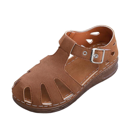 Χακί Γυναικεία Σανδάλια Πλατφόρμας Casual Καλοκαιρινά Peep Toe Πλατφόρμες με Κούφια