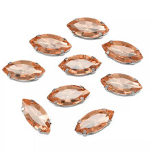 Cuentas de cristal con forma de ojo de rugby para coser, de 13x27 mm, 10 unidades, color rosa claro.