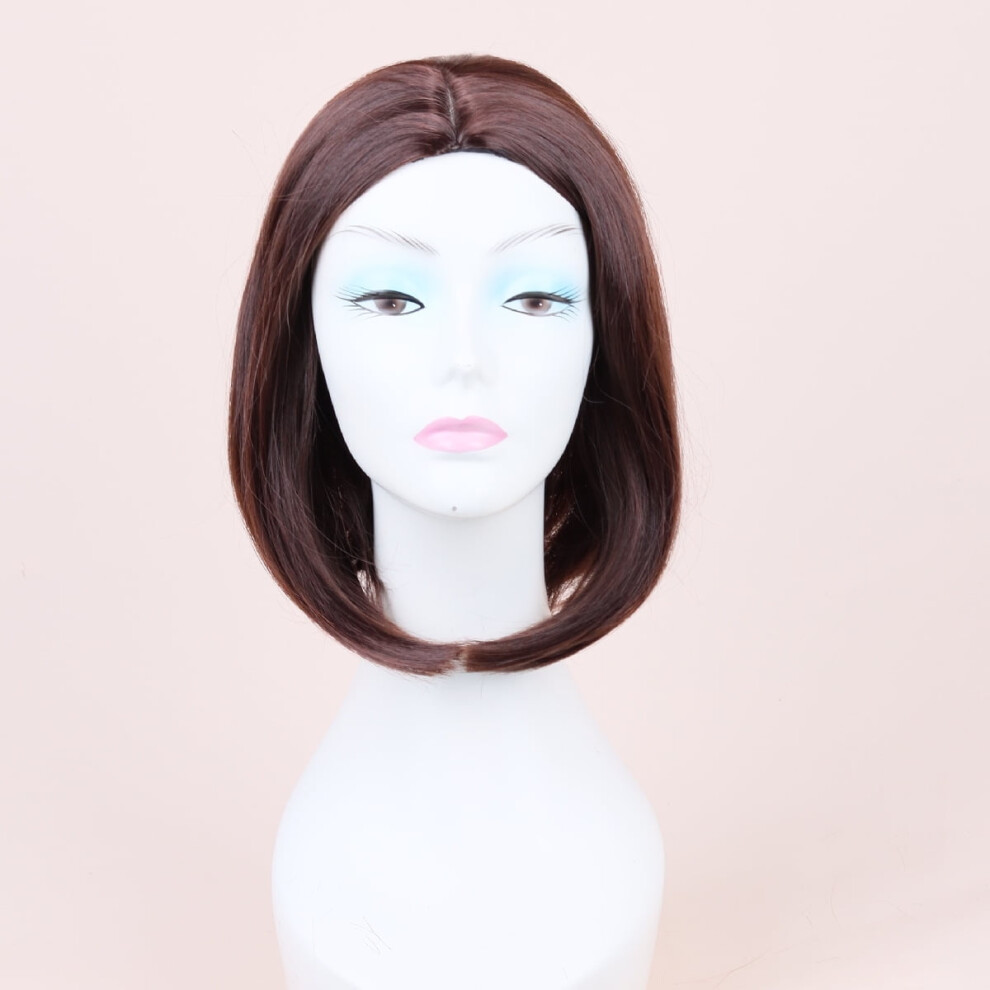 Shoulder-Length Straight Bob Wigs, Vibrant Multi-Color Synthetic Hair, Fashionable Cosplay & Party Wigs for & Womenï¼Dark Brown