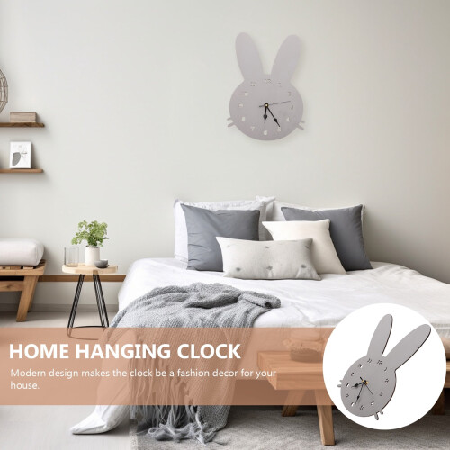 Wall Clock Grey Wood Plastic Modern 13.6x8.7 in 1 Pack 1