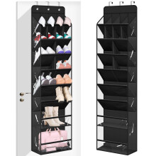 Clear Over the Door Shoe Organizer Large Deep Pockets Hanging Shoe Rack for Closet Fit 20 Pairs Shoe Holder for Sneakers Boots Storage,Grey