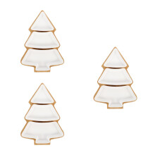 3St Bamboe Basis Kerstboom Schotel Wit Keramiek, Serveerplank Snacks