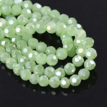 Runde, 3 mm, 4 mm, 6 mm, 8 mm, 32 Facetten, lose Kristallglasperlen, AB-plattiert, 6 mm (100 Stück), Jade Hellgrün AB